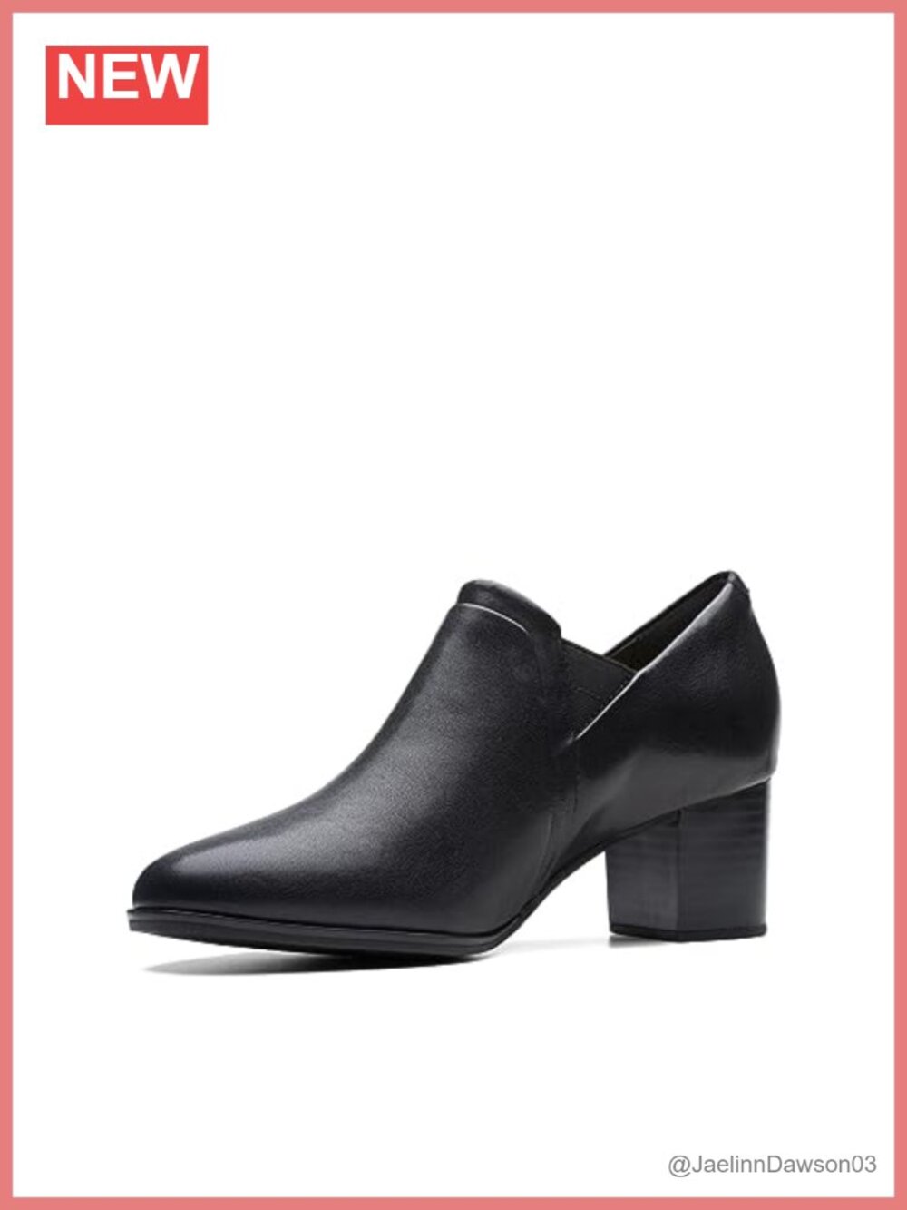 Clarks Women's Loken Way Pump Leather Block Heel Pointed Toe Slip On